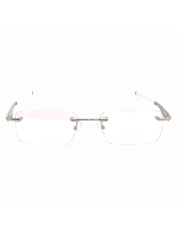 Armação de Óculos Flutuante Sem Aro Wingfold Prata e Branco